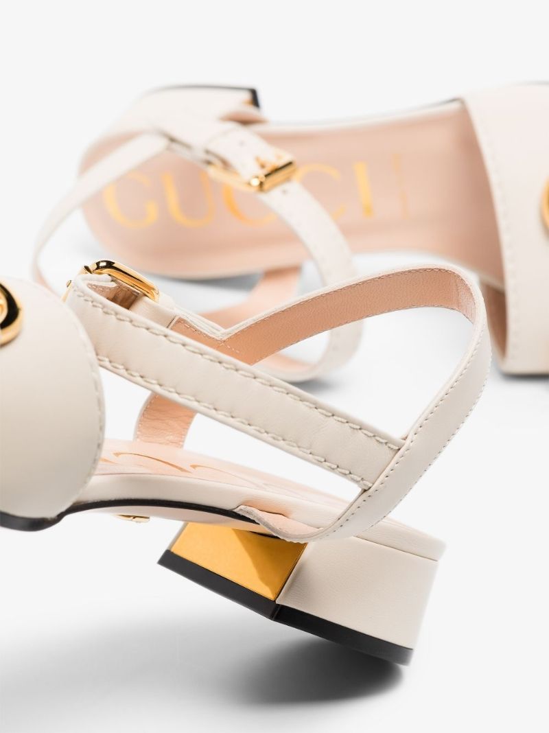 White Baby Horsebit Leather Sandals