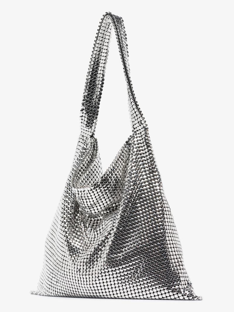 Silver Tone Chain Mail Tote Bag