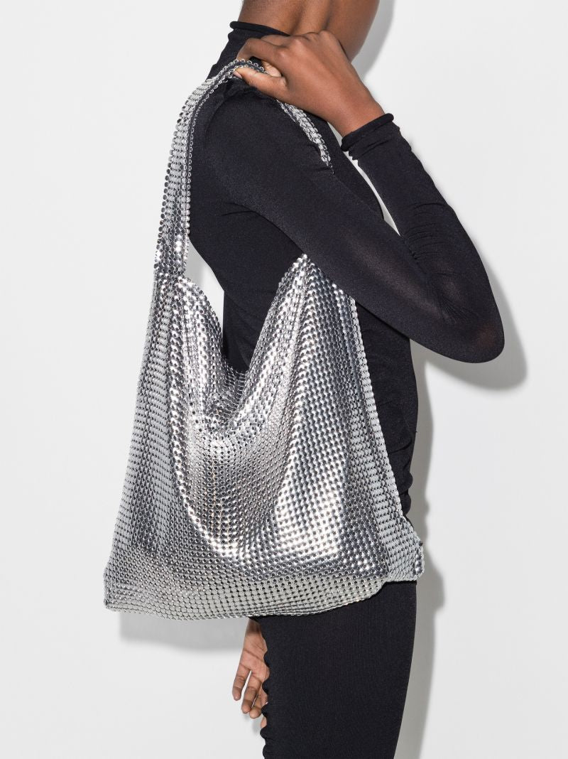 Silver Tone Chain Mail Tote Bag