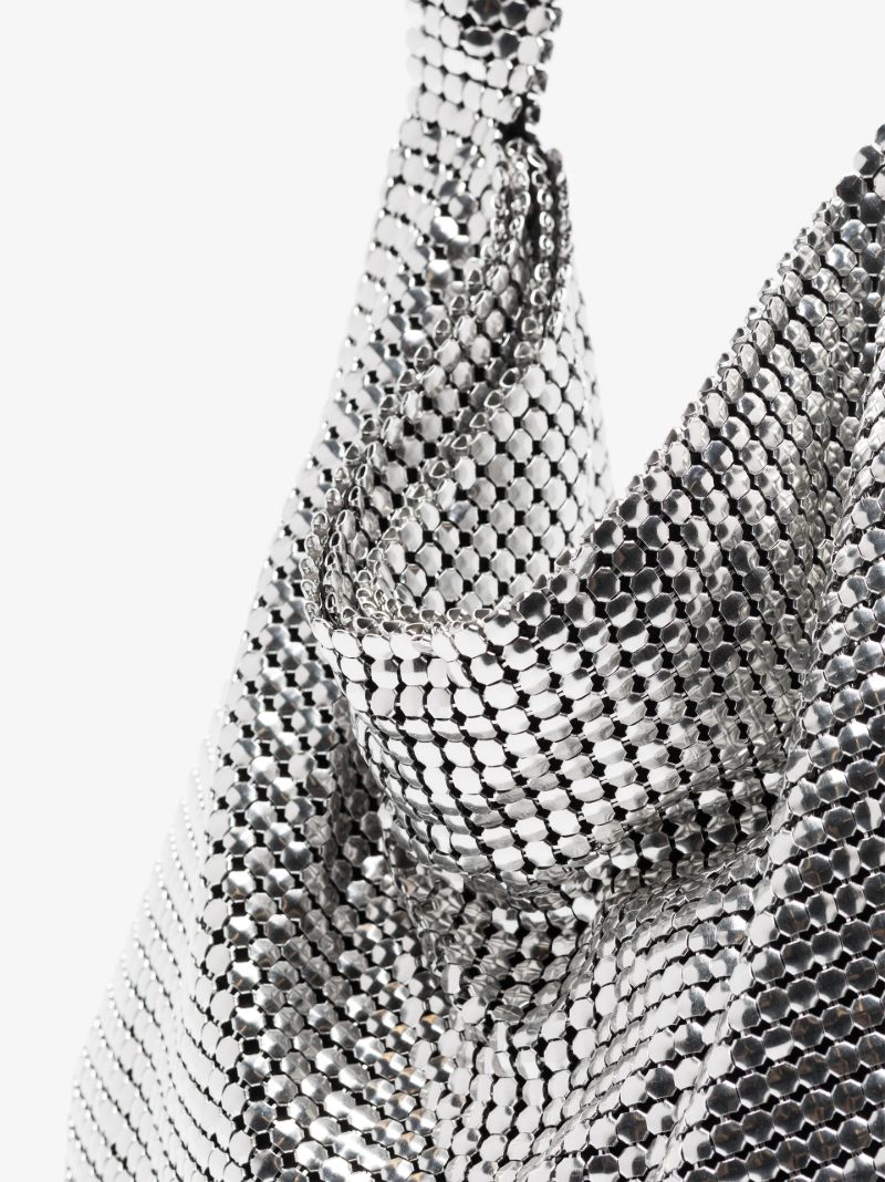 Silver Tone Chain Mail Tote Bag