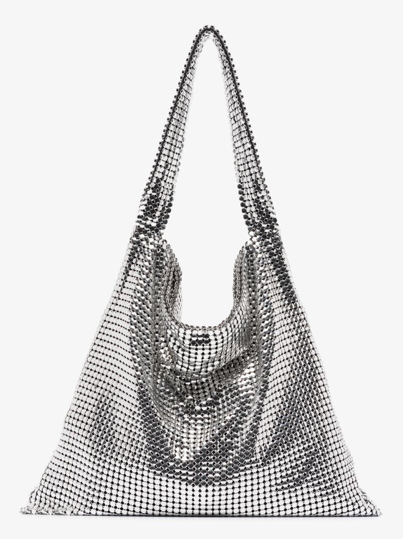 Silver Tone Chain Mail Tote Bag