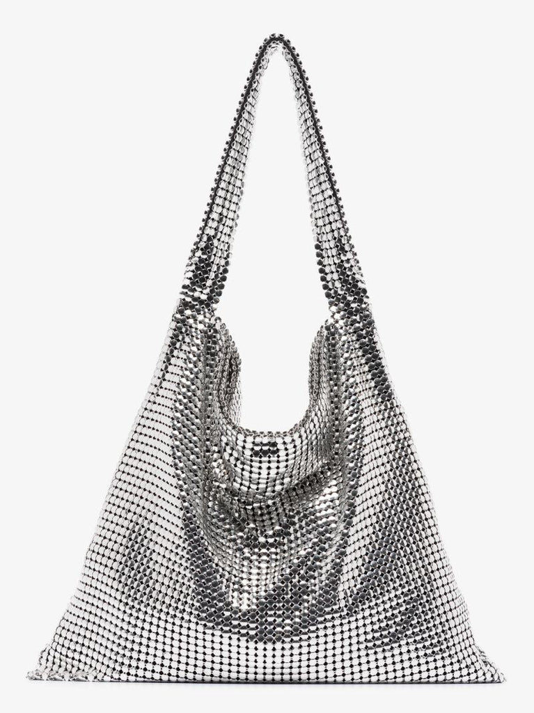 Silver Tone Chain Mail Tote Bag