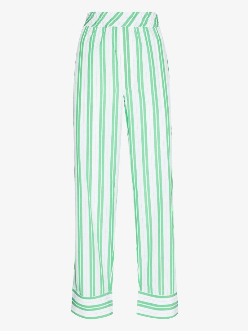 White Striped Cotton Trousers