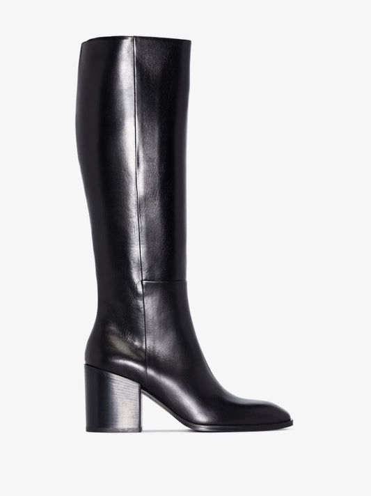 Black Teresa 75 Knee-high Leather Boots