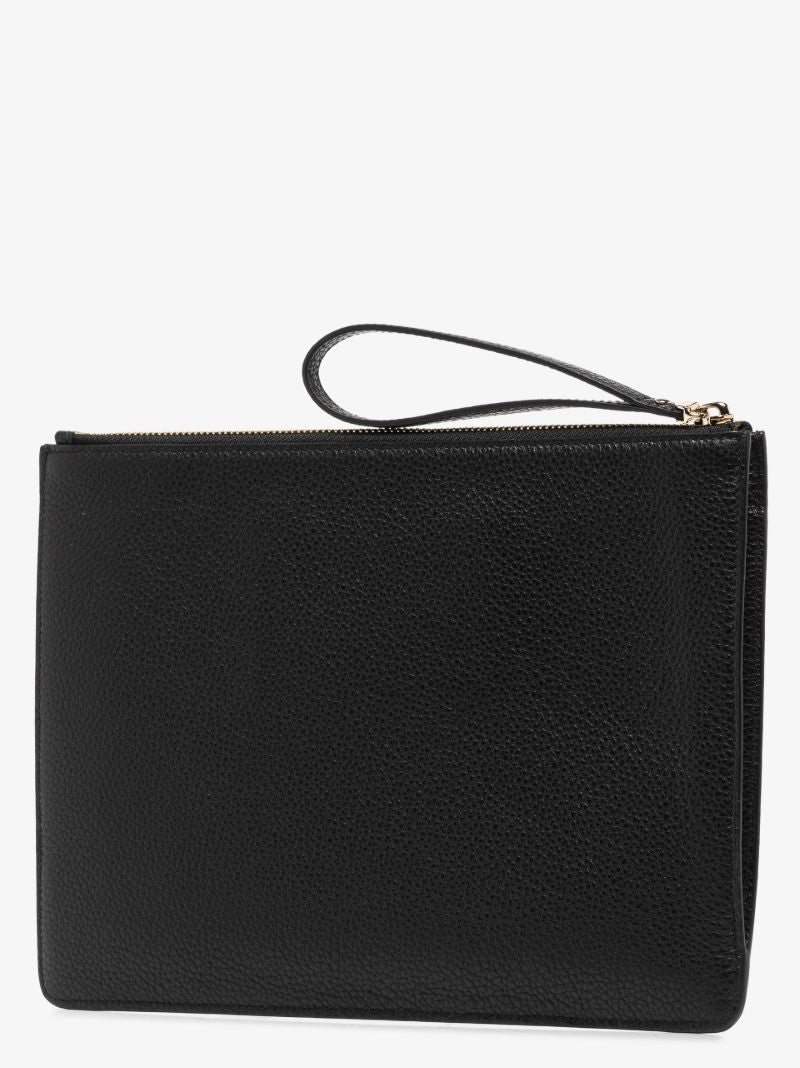 Black Gancio Leather Pouch Bag