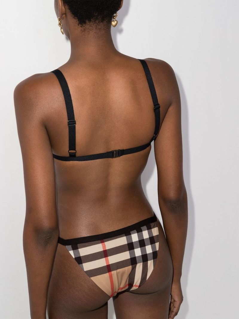 Neutral Vintage Check Triangle Bikini