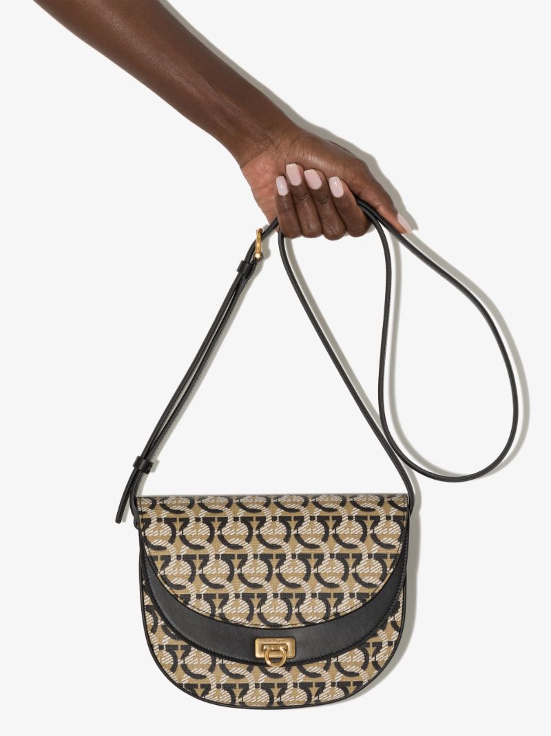 Neutral Gancini Canvas Cross Body Bag