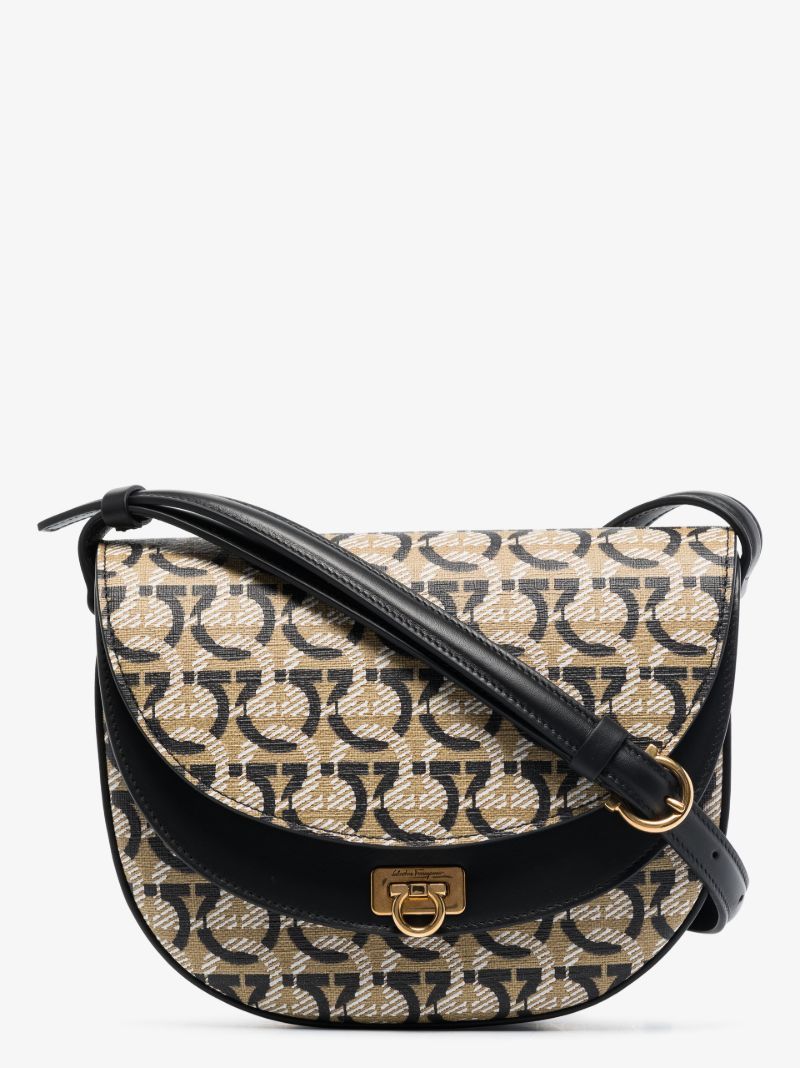 Neutral Gancini Canvas Cross Body Bag
