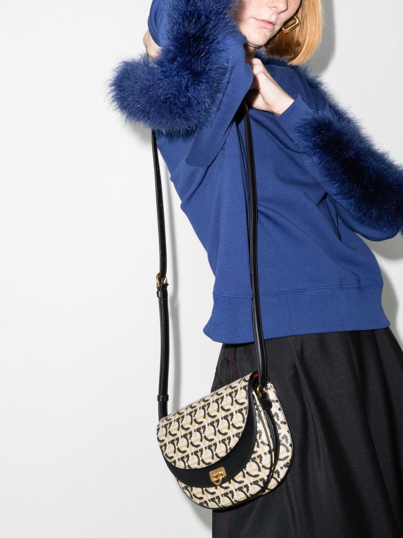 Neutral Gancini Canvas Cross Body Bag