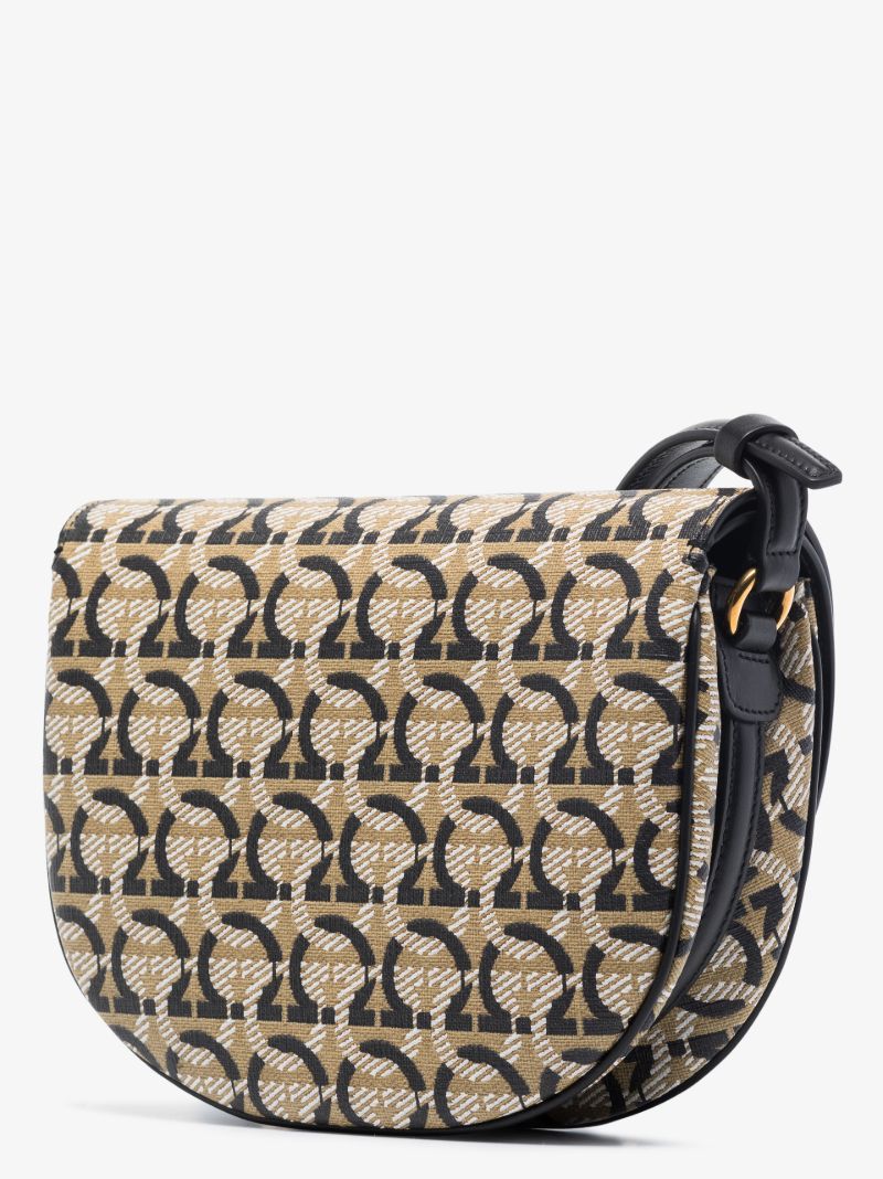 Neutral Gancini Canvas Cross Body Bag
