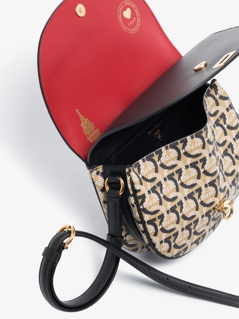 Neutral Gancini Canvas Cross Body Bag