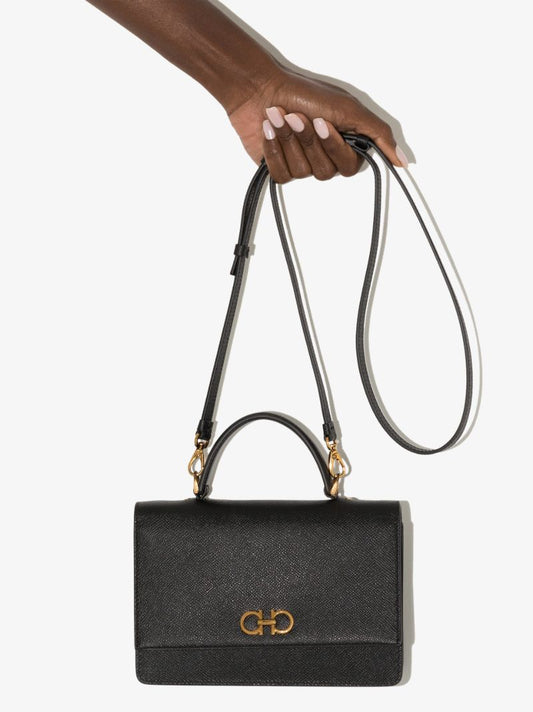 Black Gancini Mini Leather Cross Body Bag