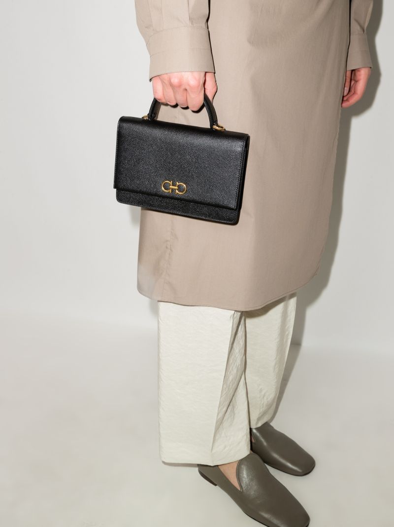 Black Gancini Mini Leather Cross Body Bag