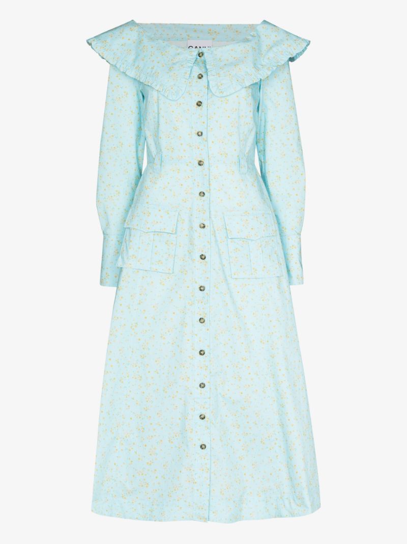 Blue Floral Print Organic Cotton Dress