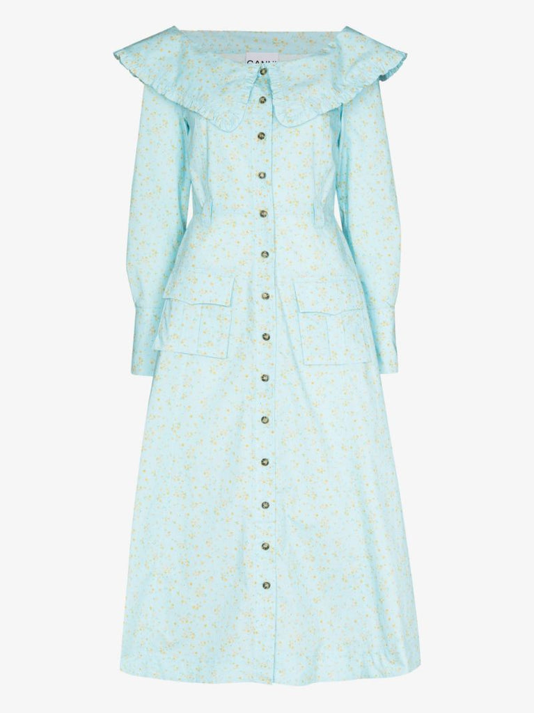 Blue Floral Print Organic Cotton Dress