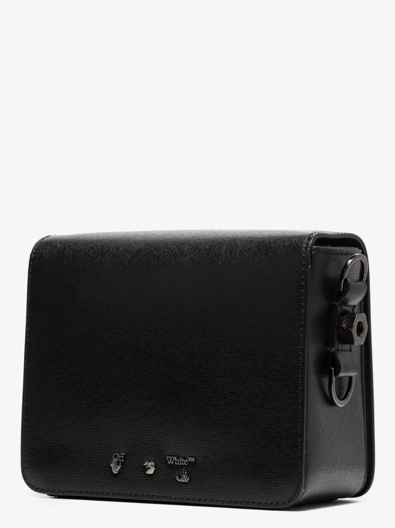 Black Diagonal Stripe Leather Shoulder Bag