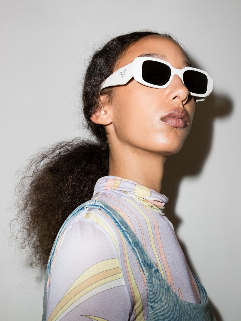 White Rectangle Frame Sunglasses