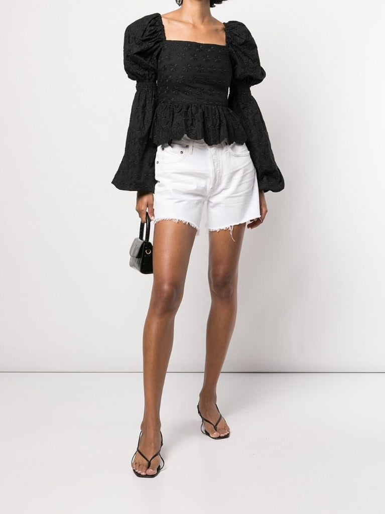 White Parker Distressed Denim Shorts