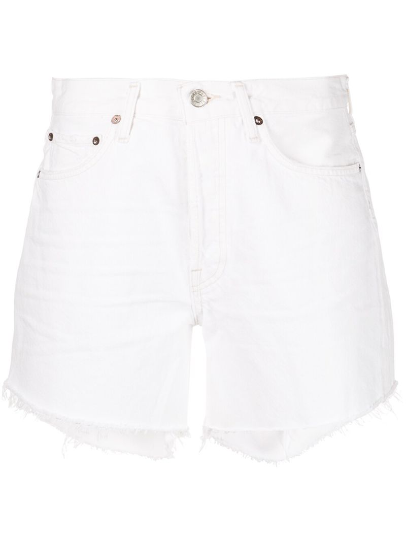 White Parker Distressed Denim Shorts