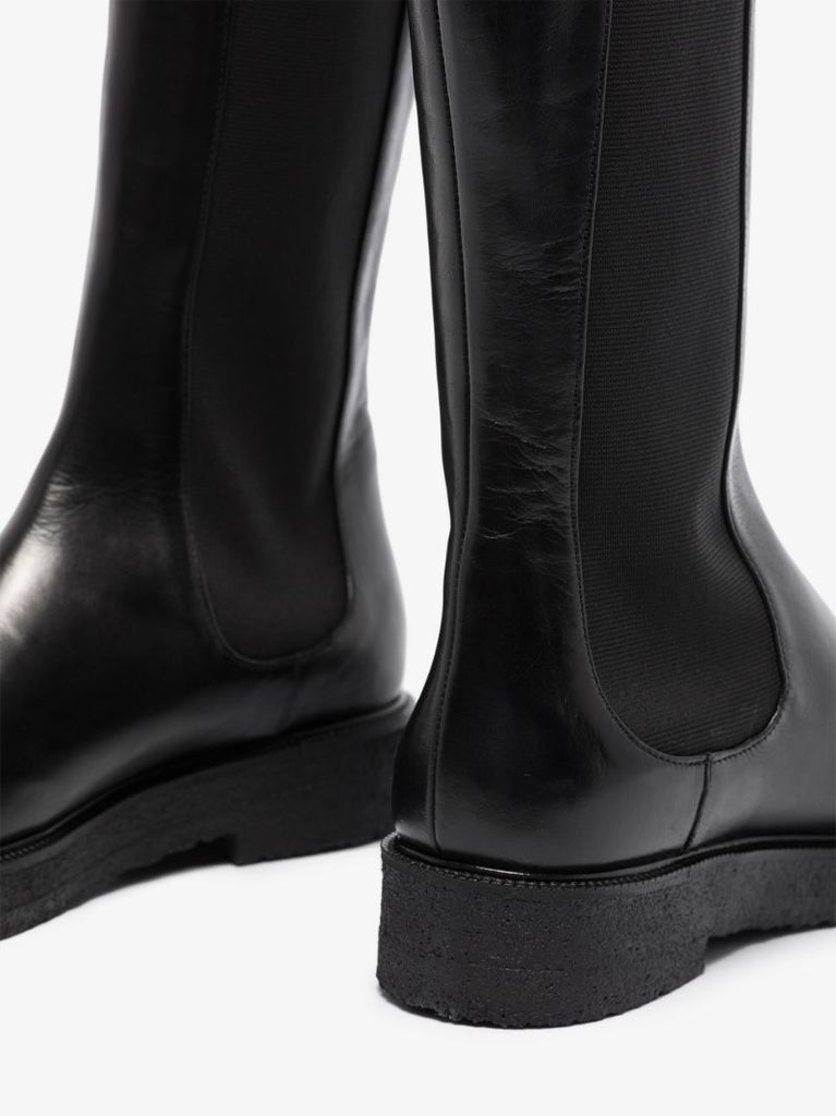 Black Palamino Knee-high Leather Chelsea Boots