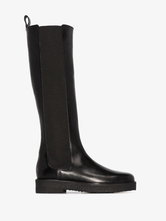 Black Palamino Knee-high Leather Chelsea Boots