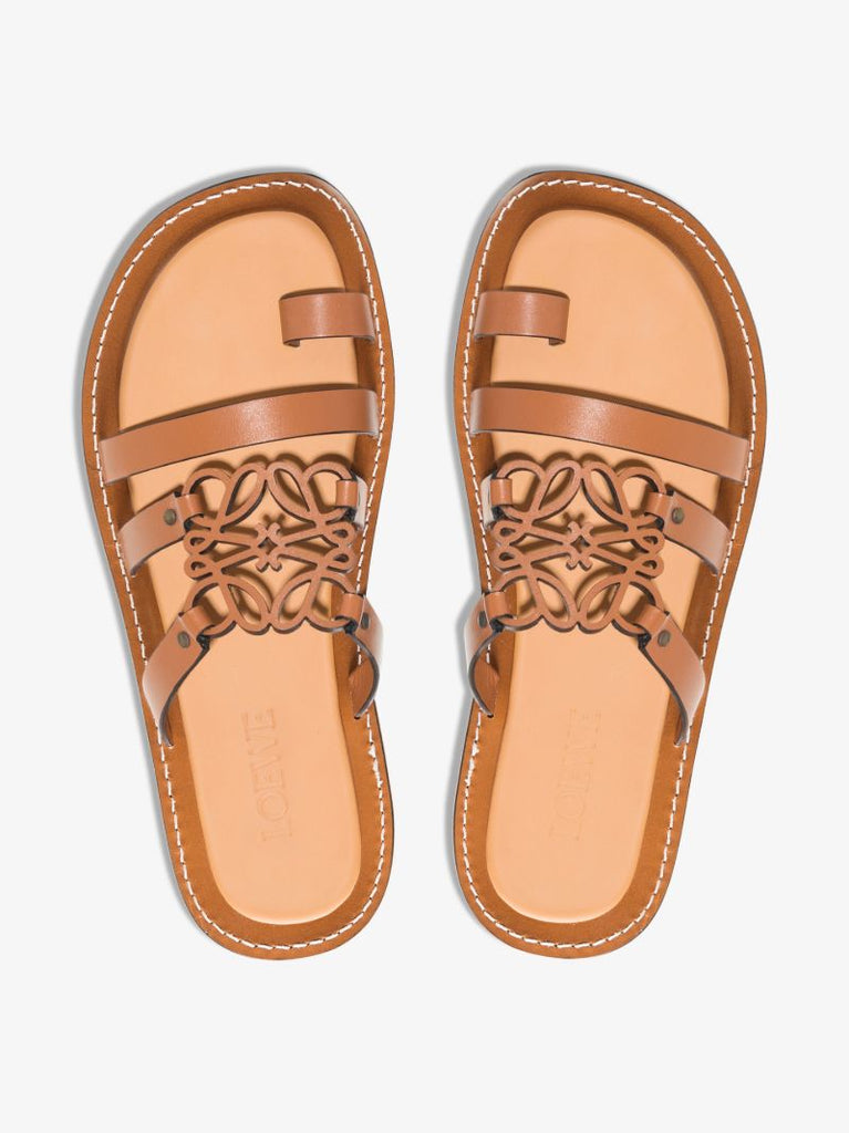 Brown Anagram Leather Sandals