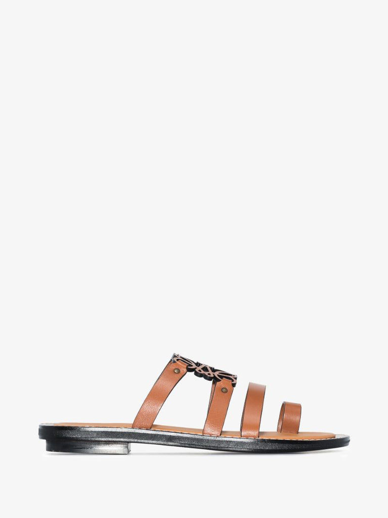 Brown Anagram Leather Sandals