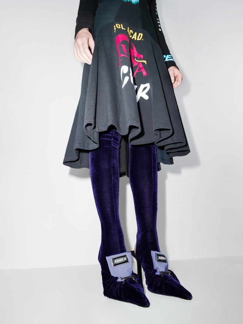 Purple 95 Velvet Knee-high Boots