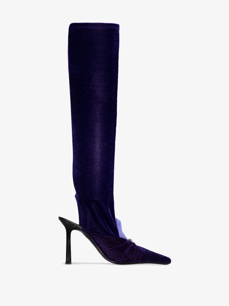 Purple 95 Velvet Knee-high Boots