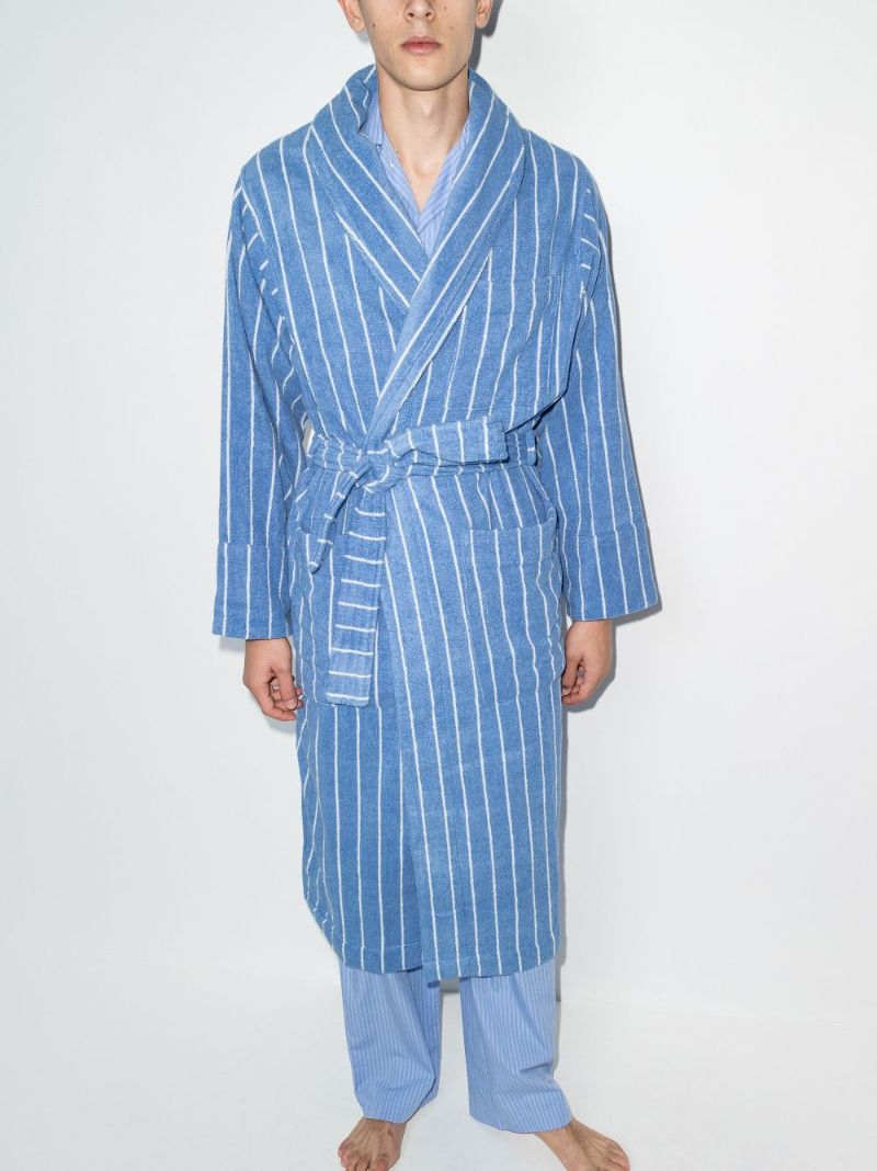 Stripe Organic Terry Cotton Bathrobe