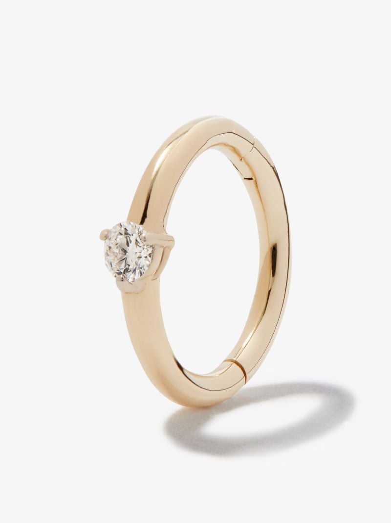 9k Yellow Gold Diamond Huggie Hoop Earring