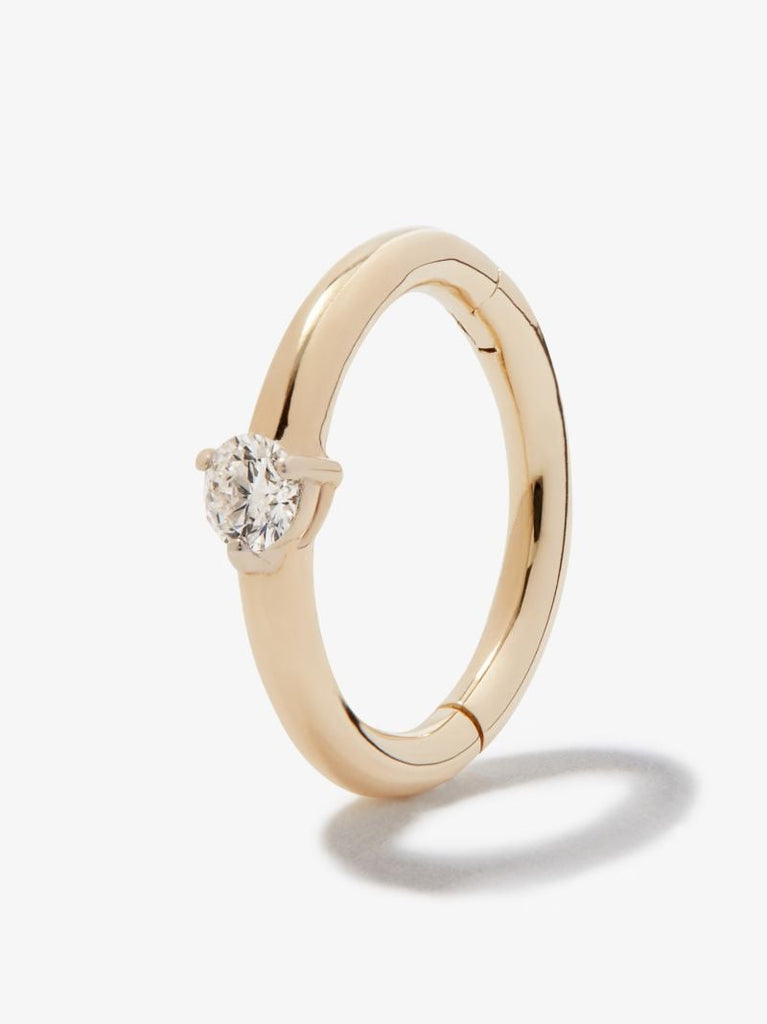 9k Yellow Gold Diamond Huggie Hoop Earring