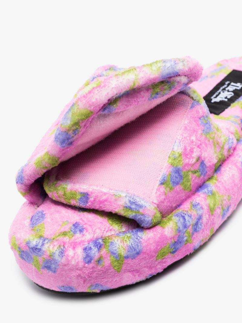 Pink Floral Embroidered Slippers