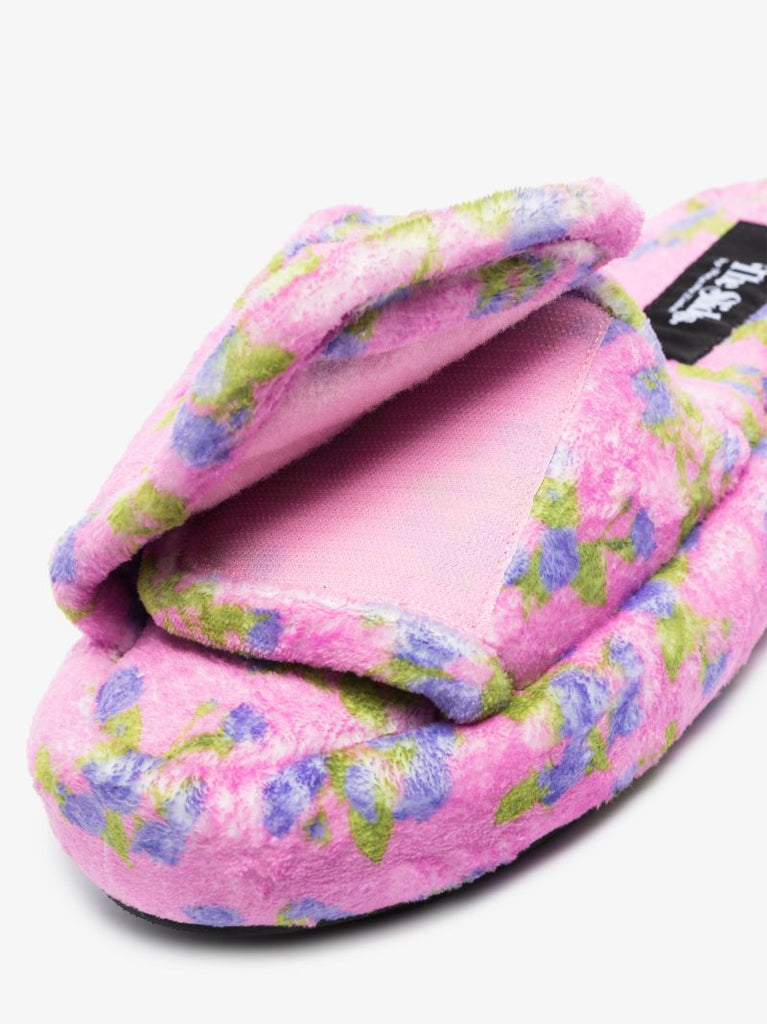 Pink Floral Embroidered Slippers