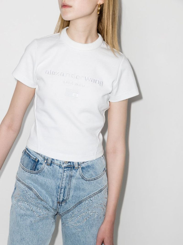Logo-embroidered Cropped T-shirt