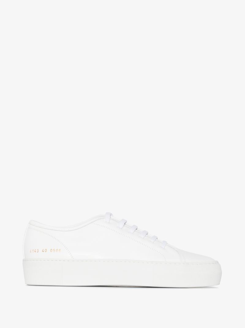White Tournament Leather Low Top Sneakers