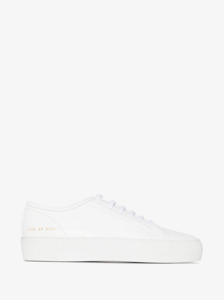 White Tournament Leather Low Top Sneakers