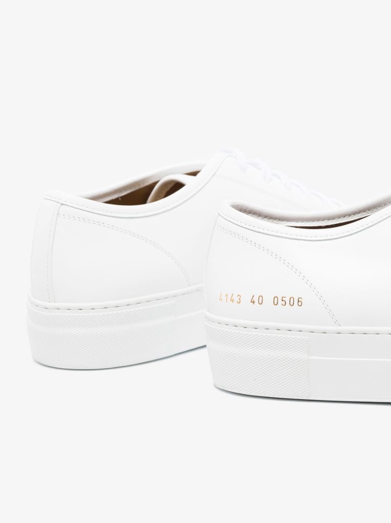 White Tournament Leather Low Top Sneakers