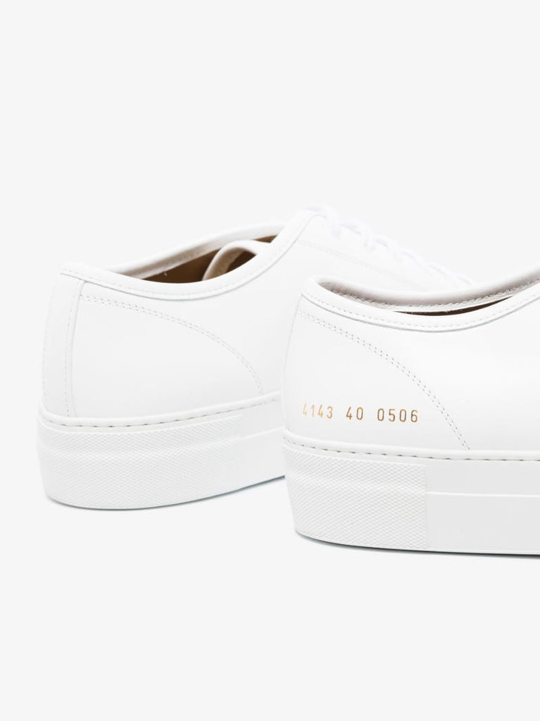 White Tournament Leather Low Top Sneakers