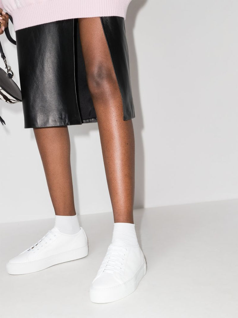 White Tournament Leather Low Top Sneakers