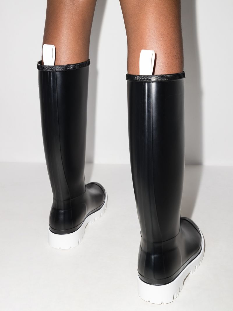 Black and White Knee-high Wellington Boots