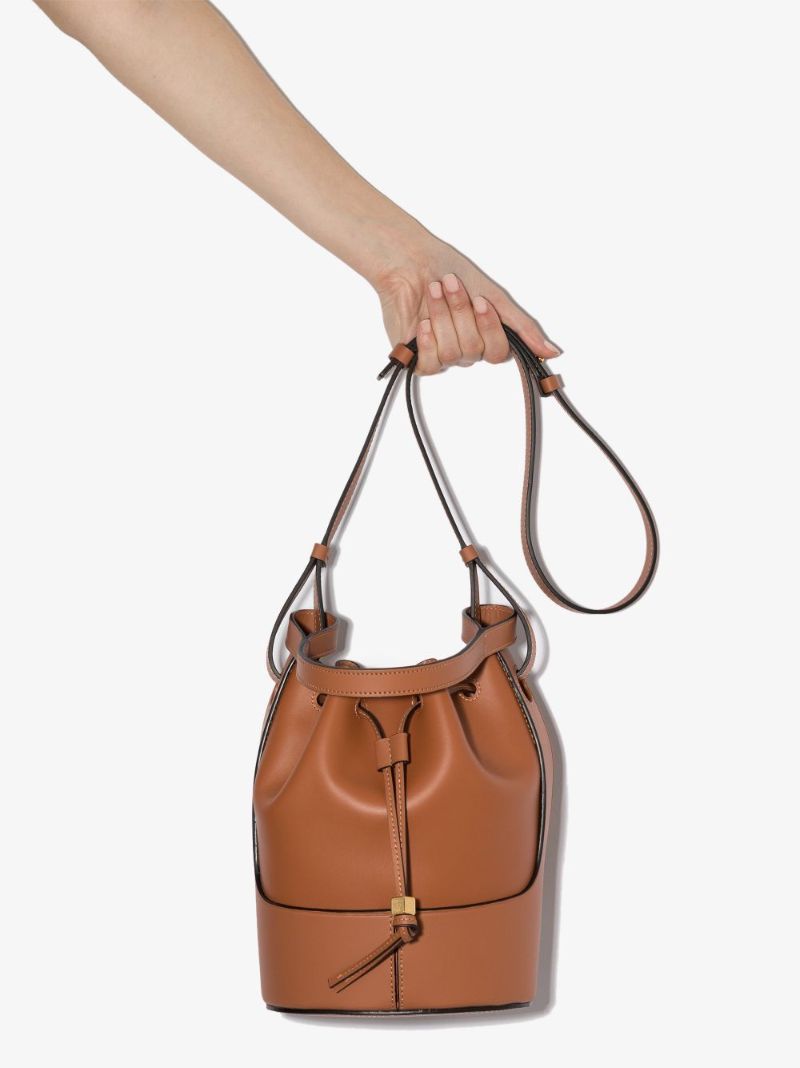 Brown Balloon Small Leather Bucket Bag