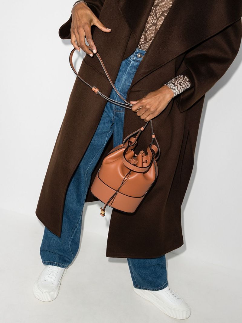 Brown Balloon Small Leather Bucket Bag