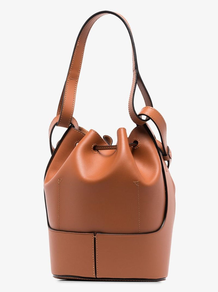 Brown Balloon Small Leather Bucket Bag