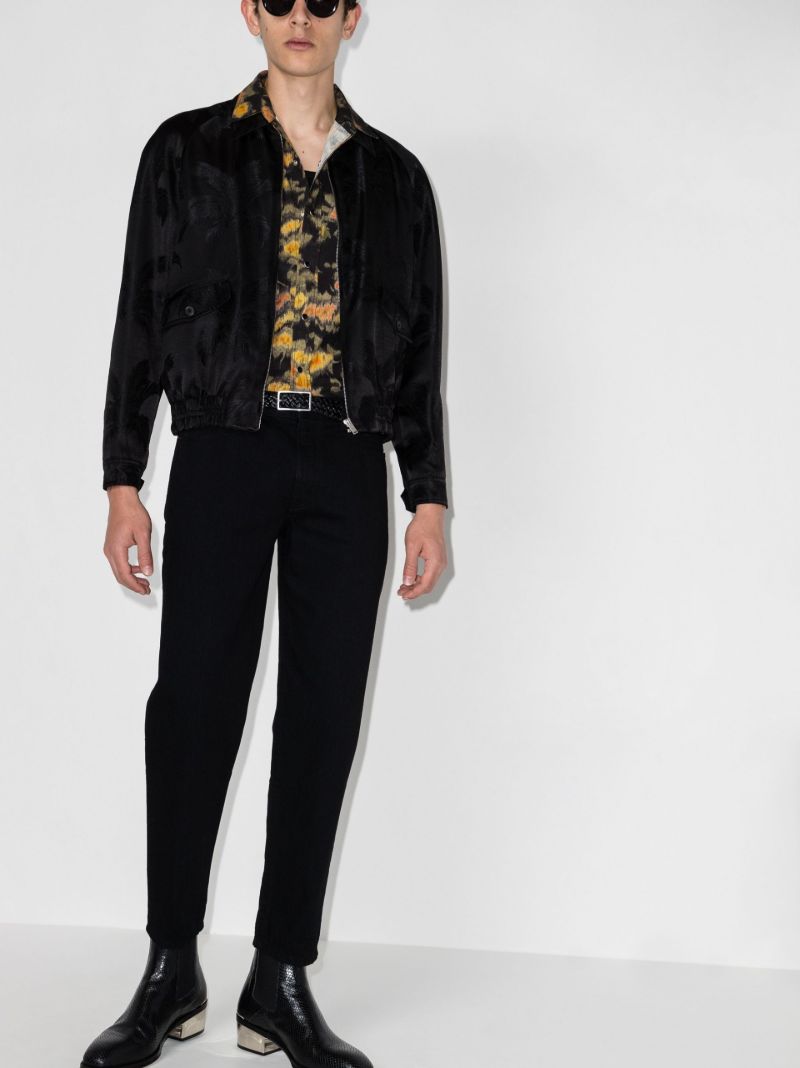 Black Floral Print Short Sleeve Shirt
