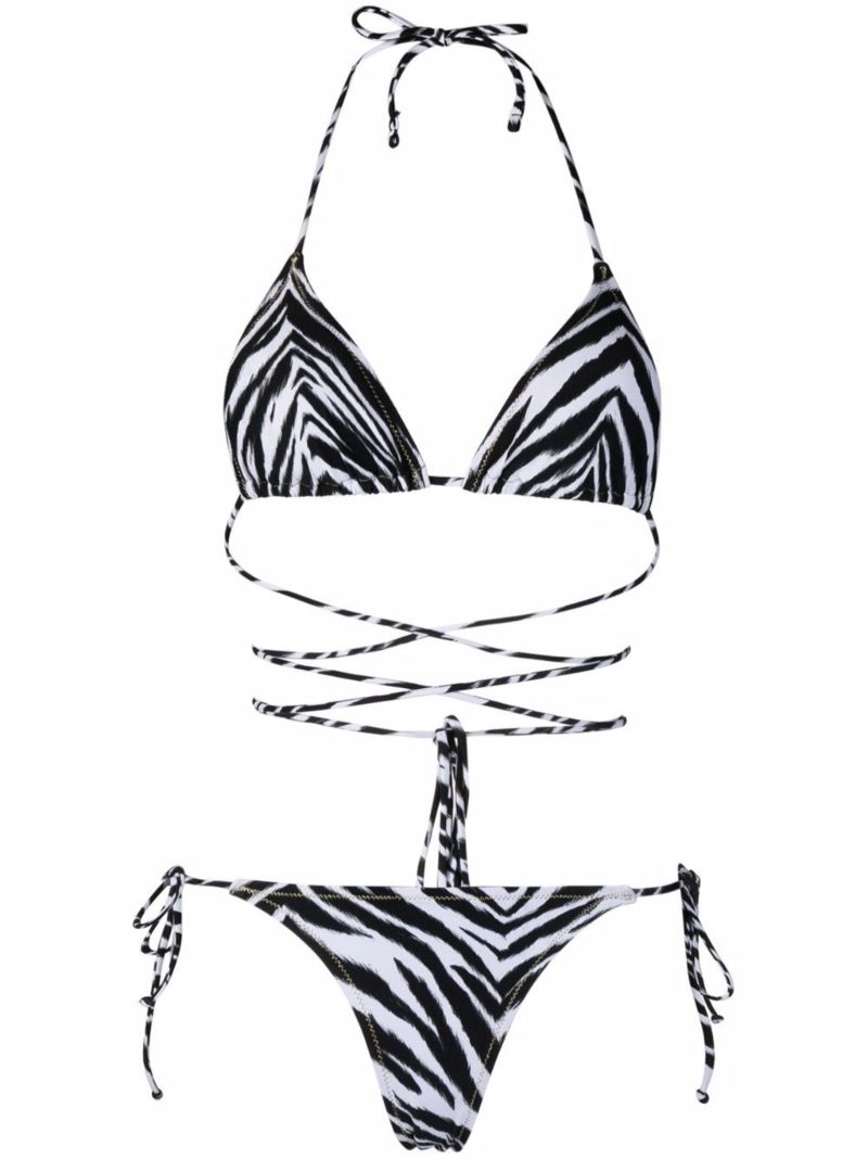 Black Zebra-print Triangle Bikini