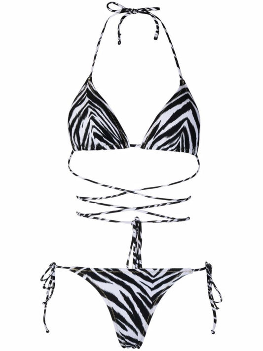 Black Zebra-print Triangle Bikini