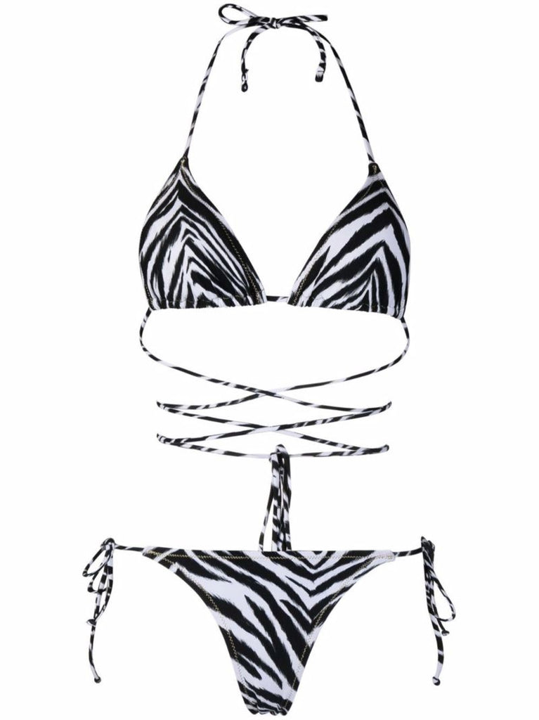 Black Zebra-print Triangle Bikini