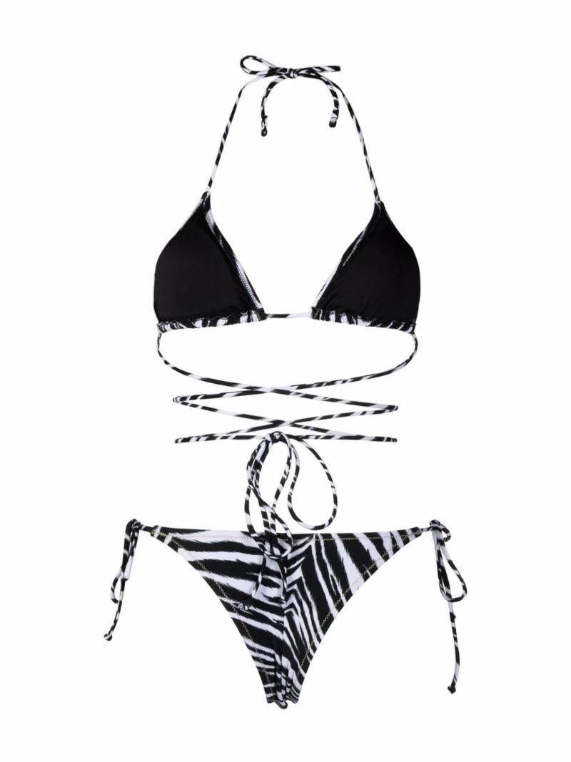 Black Zebra-print Triangle Bikini