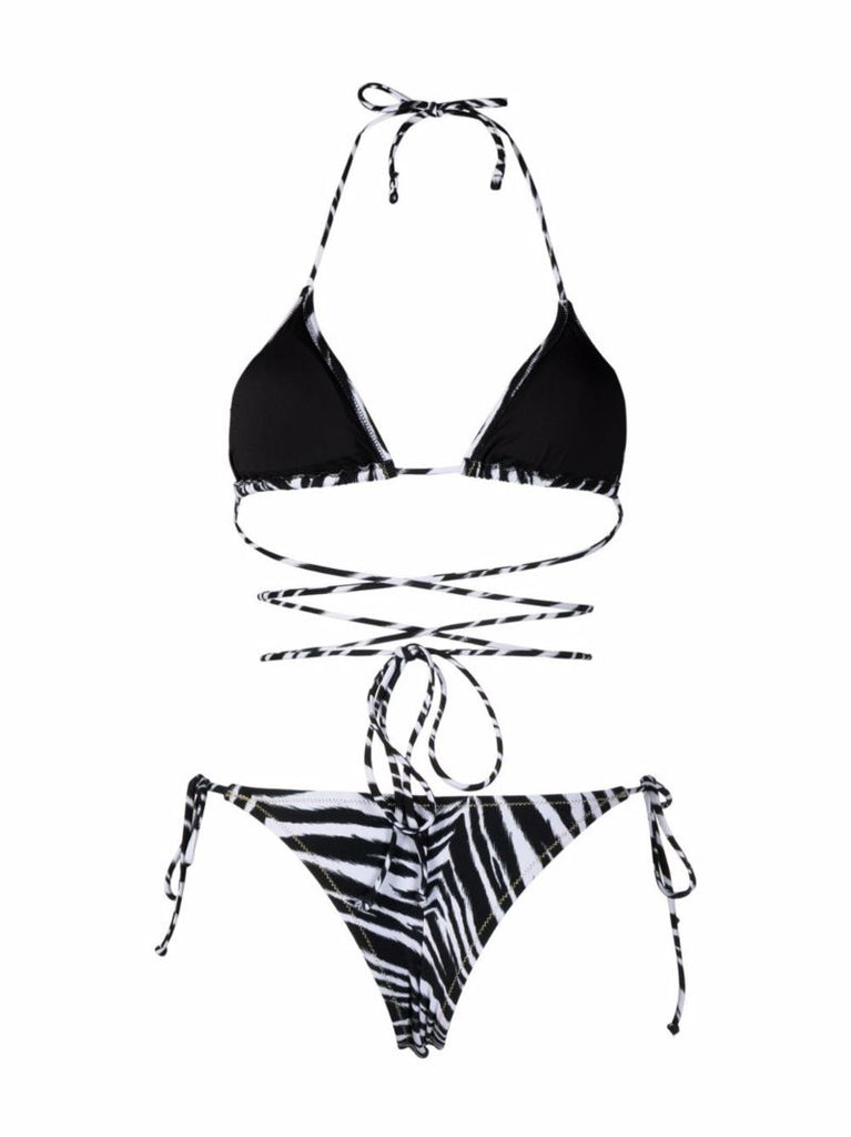 Black Zebra-print Triangle Bikini